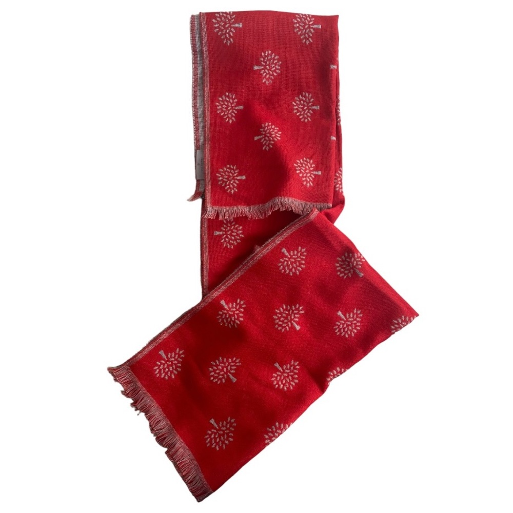 NEW Mulberry “Tree of Life” Red Wool Scarf